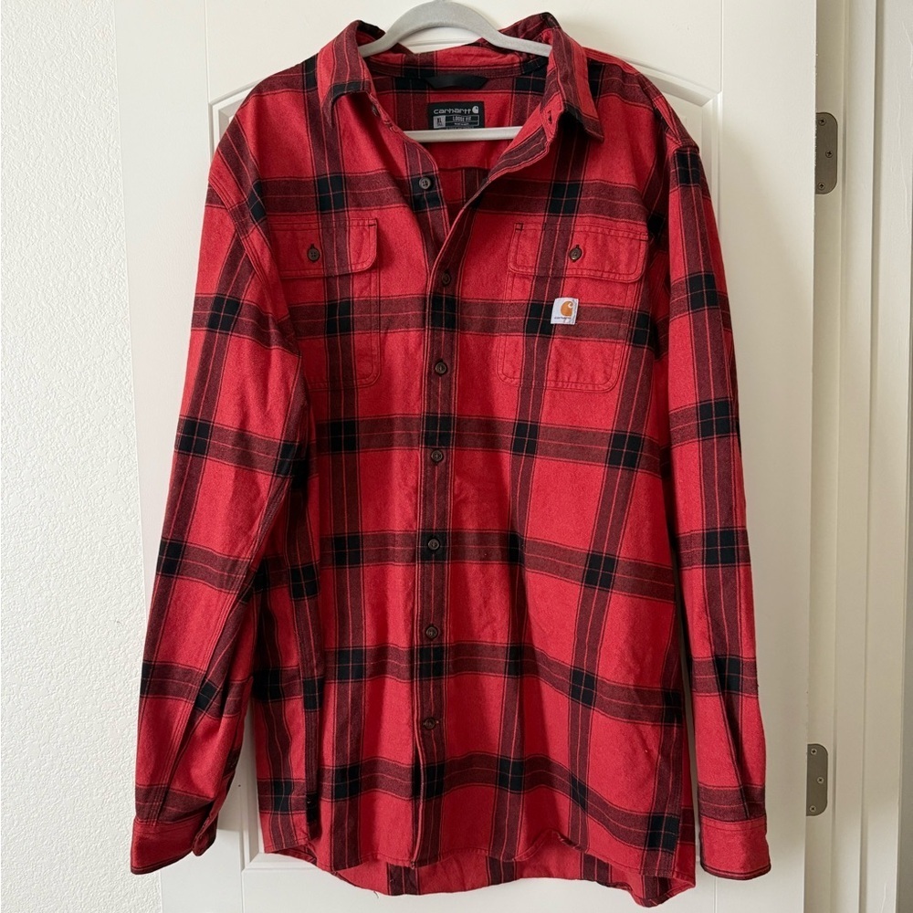 Men’s Loose Fit Heavyweight Flannel Long Sleeve Plaid Shirt Size: XL Tall - Picture 2 of 5
